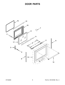 Door Parts Diagram and Parts List for YKFEG500ESS4  Whirlpool Range