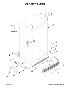 Cabinet Parts Diagram and Parts List for GAFZ30FDGB06  Whirlpool Freezer