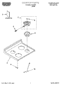 COOKTOP PARTS Diagram and Parts List for RGE33301  Roper Range