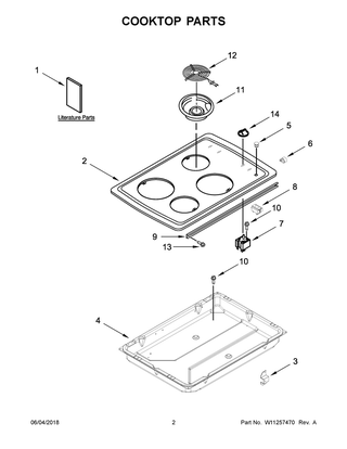 Cooktop Parts Diagram and Parts List for WCC31430AW01  Whirlpool Cooktop