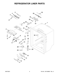Refrigerator Liner Parts Diagram and Parts List for WRF535SWHZ07  Whirlpool Refrigerator