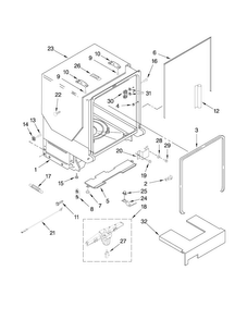 Tub And Frame Parts Diagram and Parts List for KUDL40CVSS2  KitchenAid Dishwasher