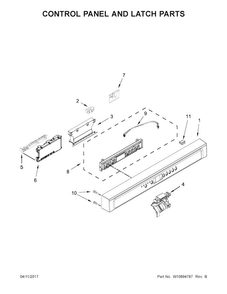 Control Panel And Latch Parts Diagram and Parts List for WDF770SAFZ0  Whirlpool Dishwasher