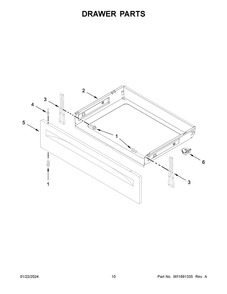 Drawer Parts Diagram and Parts List for WFE550S0LW3  Whirlpool Range