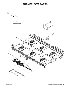 Burner Box Parts Diagram and Parts List for KFGC506JBK01  Whirlpool Range