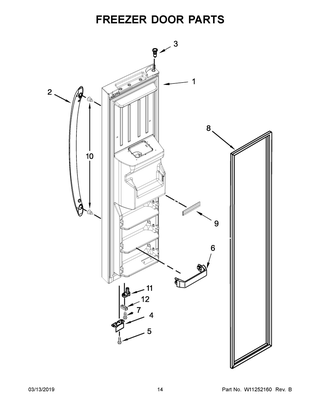 Freezer Door Parts Diagram and Parts List for WRS325SDHB01  Whirlpool Refrigerator