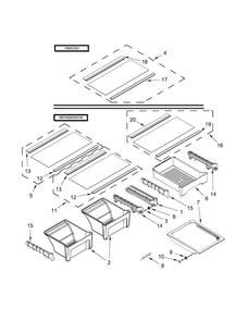Shelf Parts Diagram and Parts List for WRT519SZDM00  Whirlpool Refrigerator