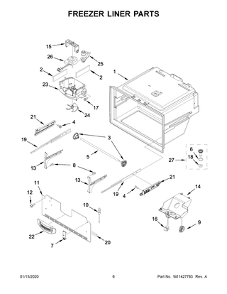 Freezer Liner Parts Diagram and Parts List for WRX735SDHZ03  Whirlpool Refrigerator