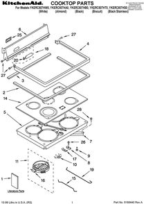 Cooktop Parts Diagram and Parts List for YKERC507HA0  Whirlpool Range