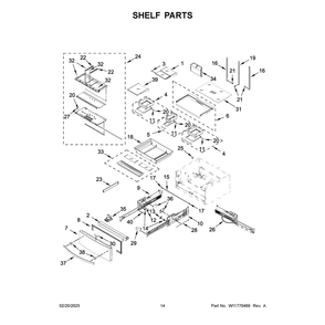 Shelf Parts Diagram and Parts List for WRX986SIHV04  Whirlpool Refrigerator
