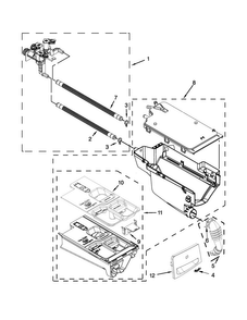 Dispenser Parts Diagram and Parts List for WFW80HEBW2  Whirlpool Washer