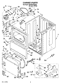 CABINET PARTS Diagram and Parts List for 3XWGD5705SW0  Whirlpool Dryer