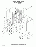 TUB AND FRAME PARTS Diagram and Parts List for KUDE70FXSS3  KitchenAid Dishwasher