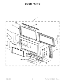 Door Parts Diagram and Parts List for KMHC319KPS0  Whirlpool Microwave Oven Combo