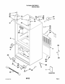 Cabinet Parts Diagram and Parts List for 59672003012  Kenmore Refrigerator