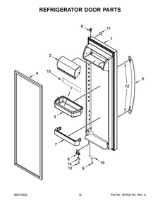 Refrigerator Door Parts Diagram and Parts List for 10651753715  Kenmore Refrigerator