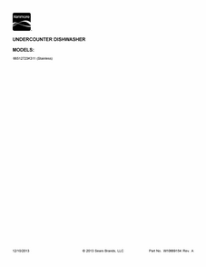Cover Sheet Diagram and Parts List for 66512723K311  Kenmore Dishwasher