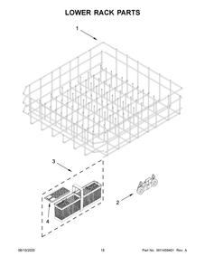 Lower Rack Parts Diagram and Parts List for KDTE204GPS1  Whirlpool Dishwasher