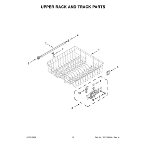 Upper Rack And Track Parts Diagram and Parts List for KDTS324SPS0  KitchenAid Dishwasher