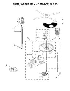 Pump, Washarm And Motor Parts Diagram and Parts List for KDTE204EBL4  KitchenAid Dishwasher