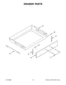Drawer Parts Diagram and Parts List for YWEEA25H0HZ5  Whirlpool Range