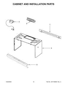 Cabinet And Installation Parts Diagram and Parts List for WMH32519HW08  Whirlpool Microwave