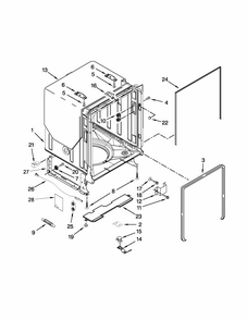 Tub And Frame Parts Diagram and Parts List for 66513252K115  Kenmore Dishwasher