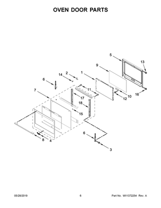 Oven Door Parts Diagram and Parts List for WOCA7EC0HZ03  Whirlpool Microwave Oven Combo