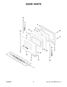 Door Parts Diagram and Parts List for YWFE550S0LV3  Whirlpool Range