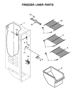Freezer Liner Parts Diagram and Parts List for WRS315SDHM02  Whirlpool Refrigerator