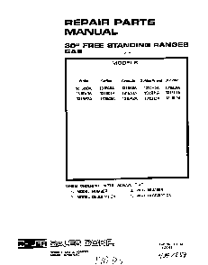 Front Cover Diagram and Parts List for 1315*1A  Roper Range