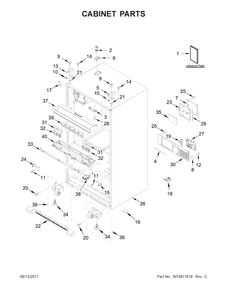 Cabinet Parts Diagram and Parts List for WRX735SDBE02  Whirlpool Refrigerator