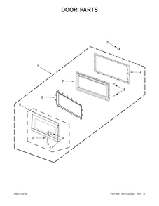Door Parts Diagram and Parts List for WMH53520CS3  Whirlpool Microwave
