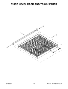 Third Level Rack And Track Parts Diagram and Parts List for WDT751SAPZ1  Whirlpool Dishwasher