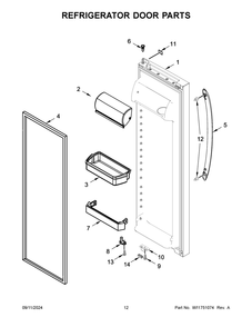 07 - Refrigerator Door Parts Diagram and Parts List for WRS315SDHT11  Whirlpool Refrigerator