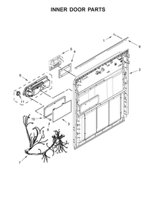 Inner Door Parts Diagram and Parts List for WDP370PAHB0  Whirlpool Dishwasher