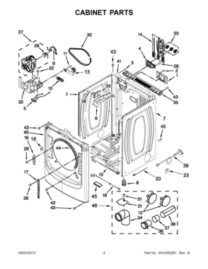 03 - CABINET PARTS Diagram and Parts List for YMED9000YR1  Whirlpool Dryer