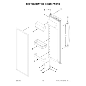Refrigerator Door Parts Diagram and Parts List for WRS312SNHB07  Whirlpool Refrigerator