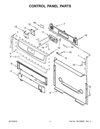 Control Panel Parts Diagram and Parts List for IGS426AS3  Whirlpool Range