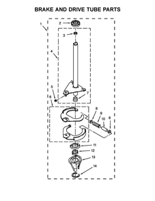 Brake And Drive Tube Parts Diagram and Parts List for WET4024EW0  Whirlpool Washer Dryer Combo