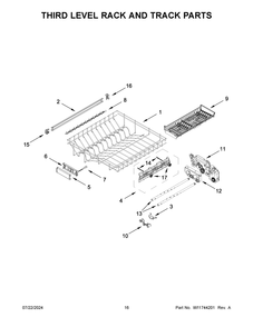 09 - Third Level Rack And Track Parts Diagram and Parts List for KDPM604KBS3  Whirlpool Dishwasher