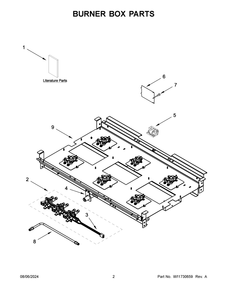02 - Burner Box Parts Diagram and Parts List for KFGC506JPA07  Whirlpool Range