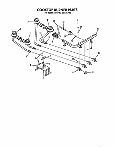 Cooktop Burner Diagram and Parts List for S8757*3  Roper Range