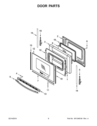 Door Parts Diagram and Parts List for YWEE510S0FW2  Whirlpool Range