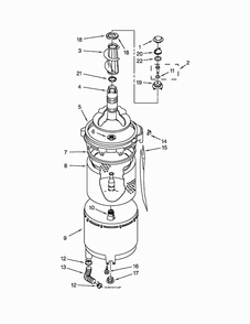 Tub And Basket Parts Diagram and Parts List for 1108875279A  Kenmore Washer Dryer Combo