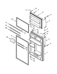 Door Parts Diagram and Parts List for WRT318FMDW01  Whirlpool Refrigerator