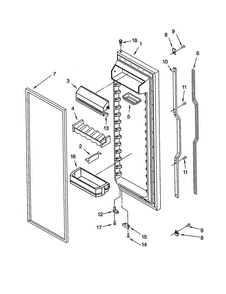 Refrigerator Door Diagram and Parts List for KSRS22QGBT0  KitchenAid Refrigerator