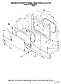 DRYER FRONT PANEL AND DOOR PARTS Diagram and Parts List for MGT3800TW0  Maytag Washer Dryer Combo