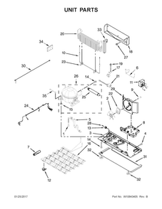 Unit Parts Diagram and Parts List for KRFF707ESS01  KitchenAid Refrigerator