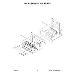 Microwave Door Parts Diagram and Parts List for KOEC430RSS01  KitchenAid Microwave